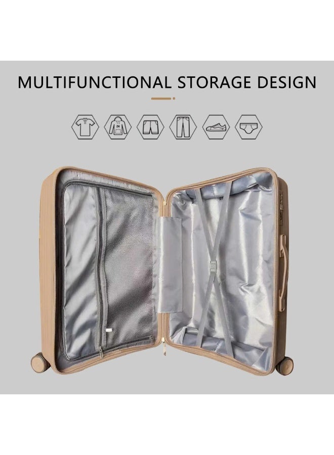 بوجاجو طقم حقائب سفر من ثلاث قطع من البولي بروبيلين | حقيبة يد مقاس 20 بوصة، وحقيبة سفر مقاس 24 و28 بوصة | حقيبة ترولي صلبة متينة مزودة بسحاب أمان وعجلات 360 درجة - Image 4